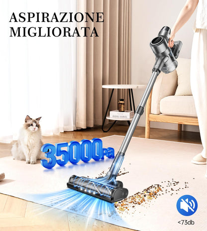 Aspirapolvere Senza Fili Scopa Elettrica - Potente Filo Batteria Cordless Vacuum Cleaner Scope Elettriche Sacco Portatile Ciclonico Silenzioso per Divano Tappeti Parquet Pavimenti Peli di Animali