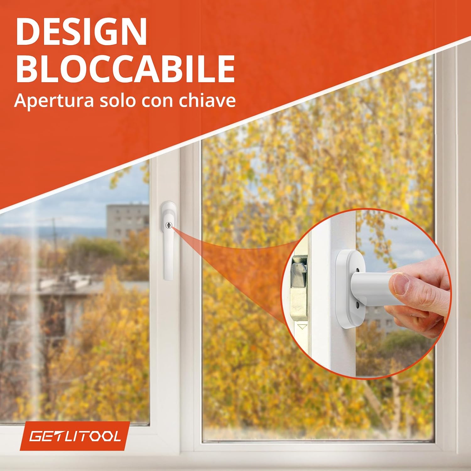 Paio Maniglia Bloccabile per Finestra con 4 Chiavi per Sicurezza Bambini 2PZ Maniglie per Porte Finestre a Battente con Serratura in Lega di Alluminio Mandrino 35mm - Bianco
