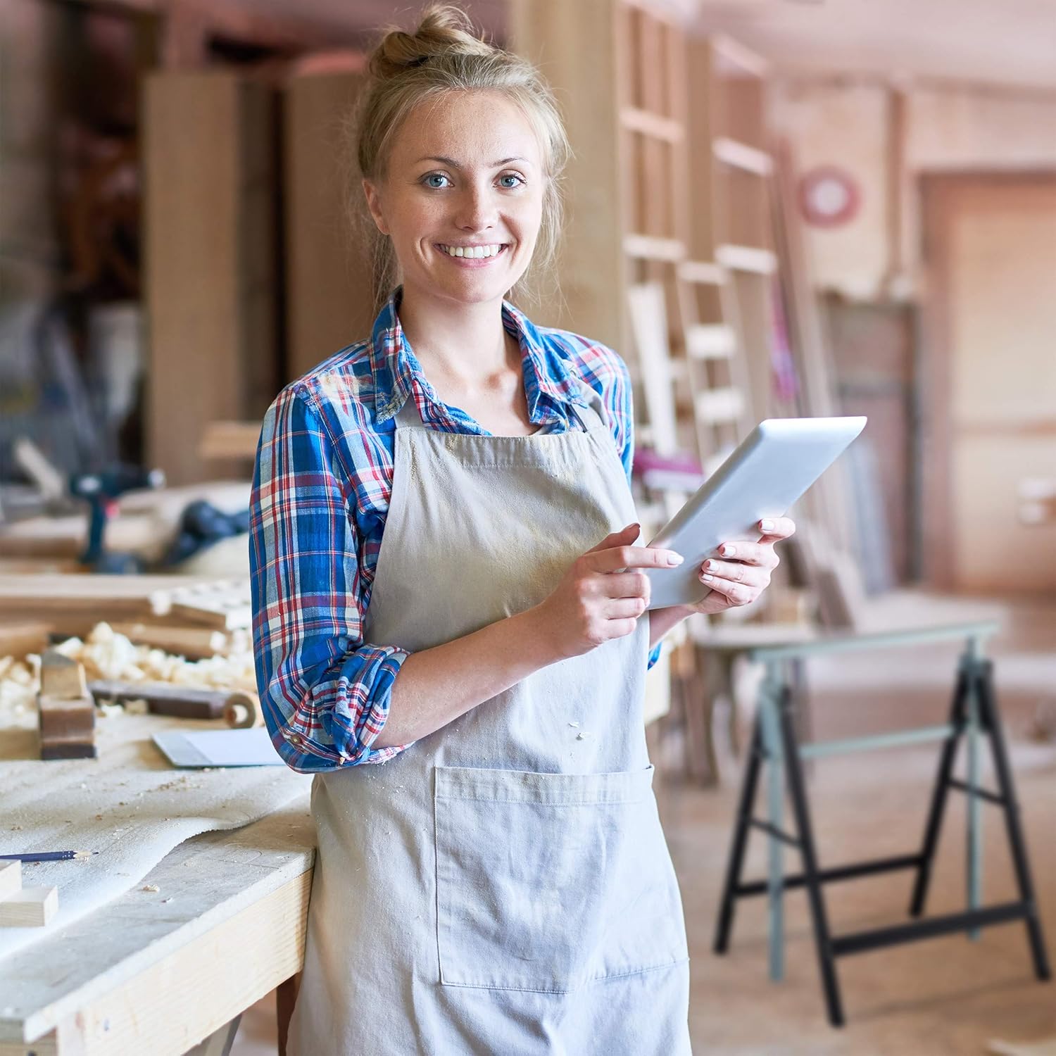 Cavalletto da Lavoro, Set da 2, Banco da Lavoro Resistente, max. 200kg, 80-130cm, Pieghevole, Nero-Argento